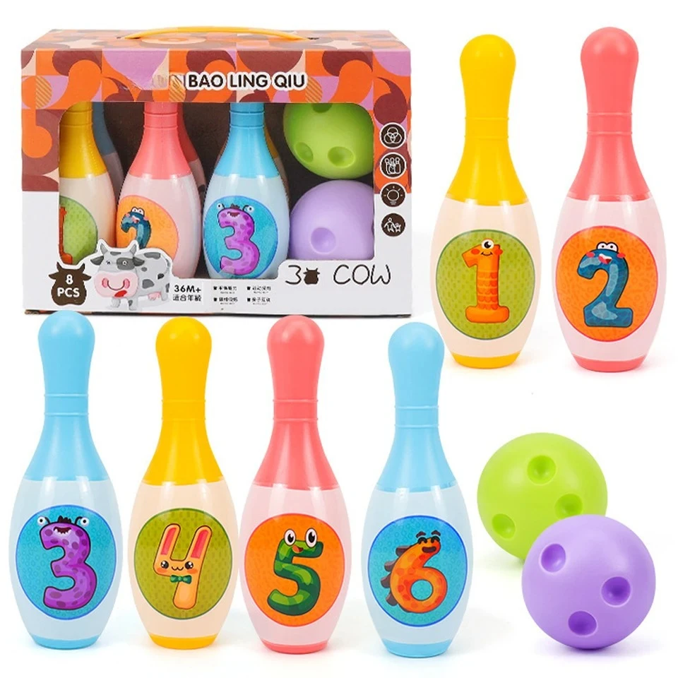 Children Bowling Set Animal Number Learning Toys for Kids Toddlers Indoor Outdoor Sports Game for Kids Parents Interaction