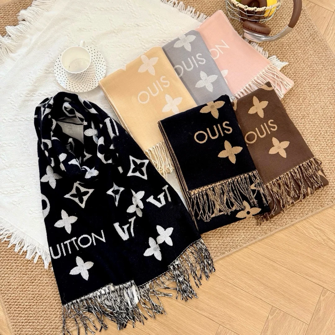 Correct Version Long Winter Wool Scarf Cashmere Wrap Vintage Floral Versatile Neck Warmer Fashionable Commute Essential