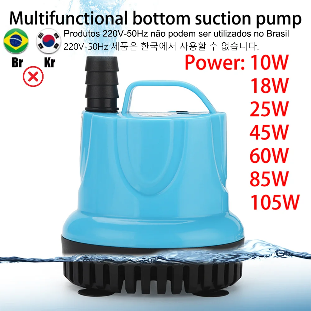 10/18/25/45/60/85/105W Aquarium Suction Circulating Pump Filter with Dry Burn Protection Bottom Suction Pump Fish Tank Pump