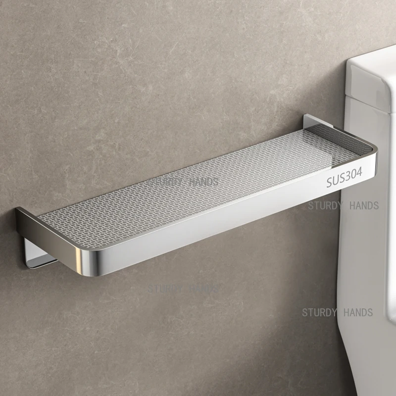 1pc 304 stainless steel toilet storage rack non perforated toilet bathroom wall storage rack