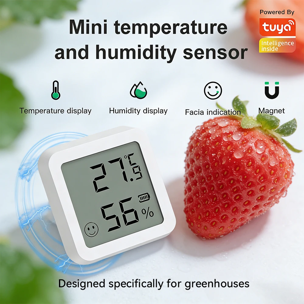 Tuya Magnet Smart Bluetooth 5.2 Temperature and Humidity Sensor LCD Display Smart Life APP Alexa Google Assistant Voice Control