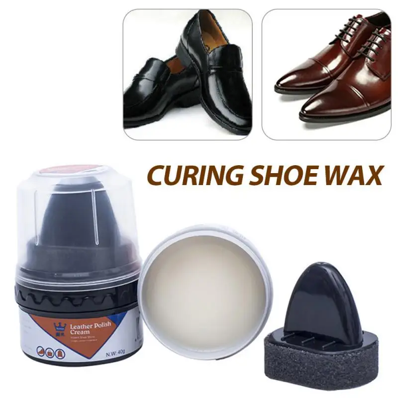 40g Multi-functional White/Black Shoe Polish Colorless Light Shoes Rub Leather Cleaner Shoes Brush Care Sponge Wax TSLM1