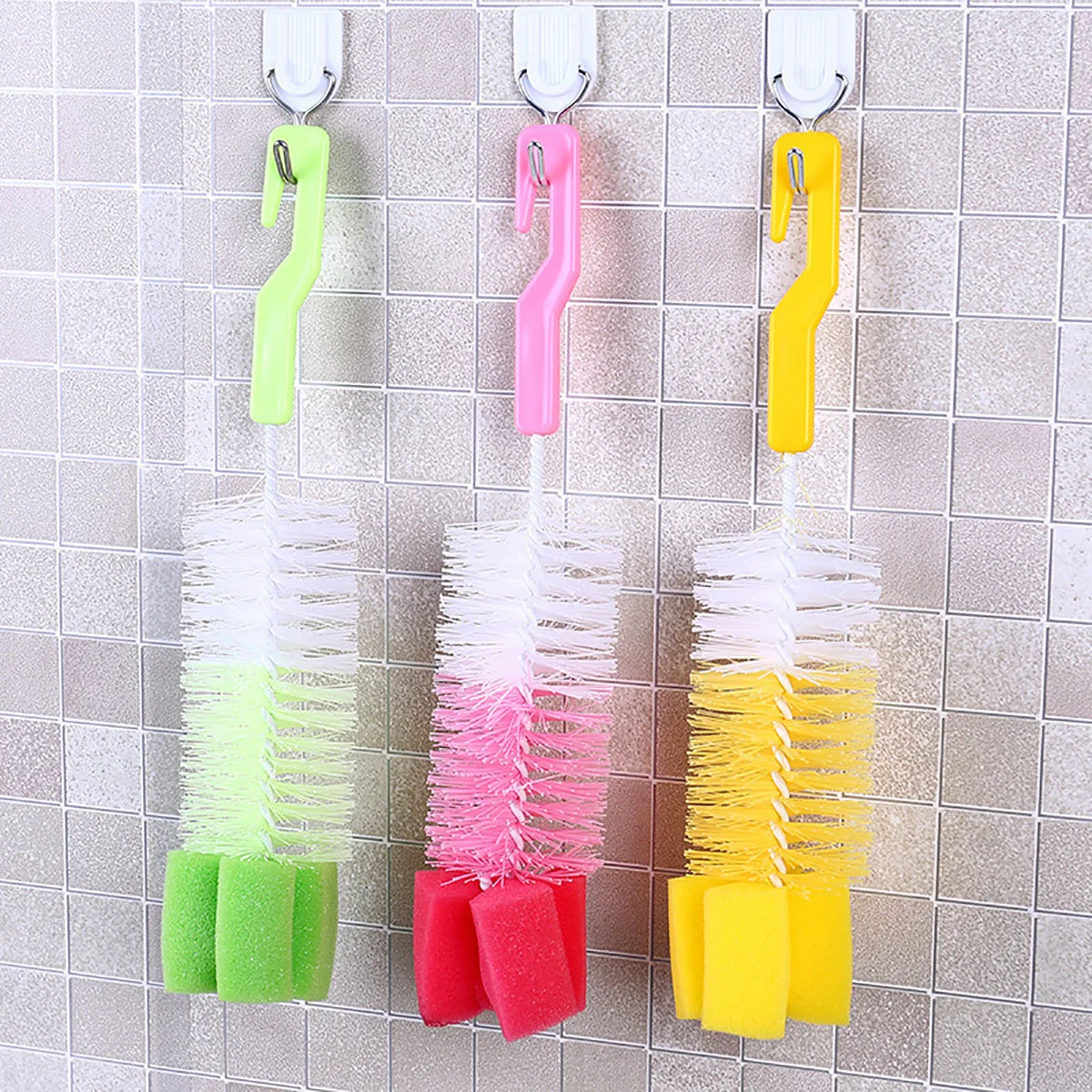 Baby Bottle Brush Multi-Purpose Long Handle Fine Hair Sponge Cleaning Brush Household Dishwashing Cup Washing Cleaning Tools