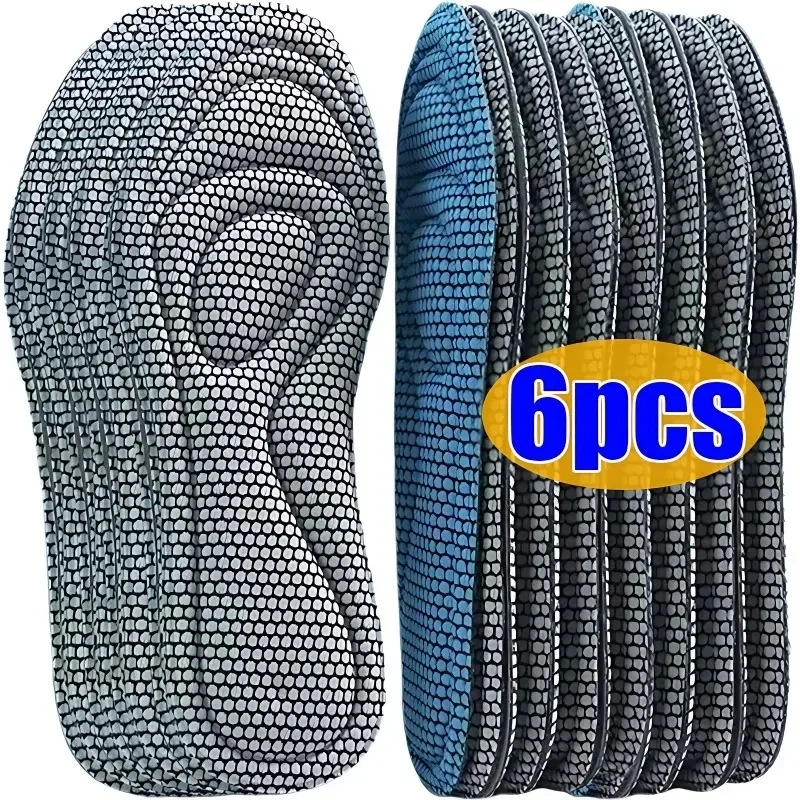 2-6pcs Comfortable Cushioned Foam Insoles for Men Women Shock Absorbing Running Walking Shoe Inserts Orthotic Arch Support
