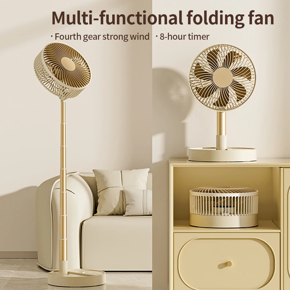 USB Foldable Portable Fan with 8inch 4 Speeds ＆ Timing, Battery Operated Mini Floor Fan for Bedroom, Indoor or Outdoor,Table Fan