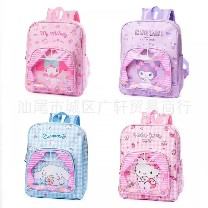Sanrios Child Backpack Cartoon Kuromi Kawaii Anime Figure Bag Cinnamoroll Oxford Water Proof Child School Bag Student Portable