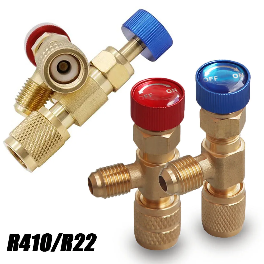 1/2/4PCS Air Conditioning Refrigerant HVAC Safety Valve R410A R22 1/4" Refrigeration Valve Charging Safety Liquid Adapter