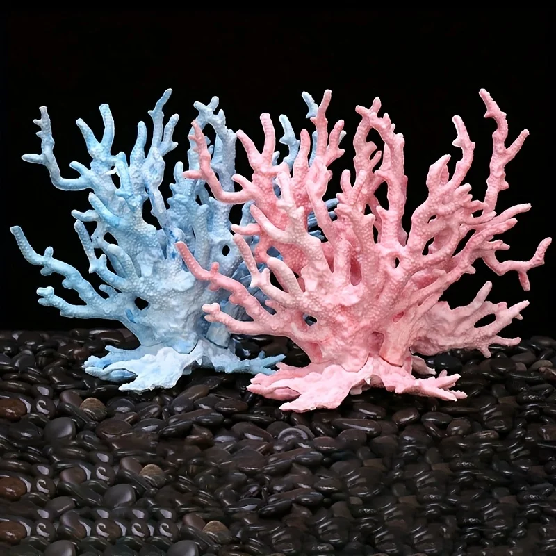 Ocean Decorative Coral, Coral for Fish Tank Sea View Room Decoration, Three-color Aquarium Scenery Resin Coral Ornament