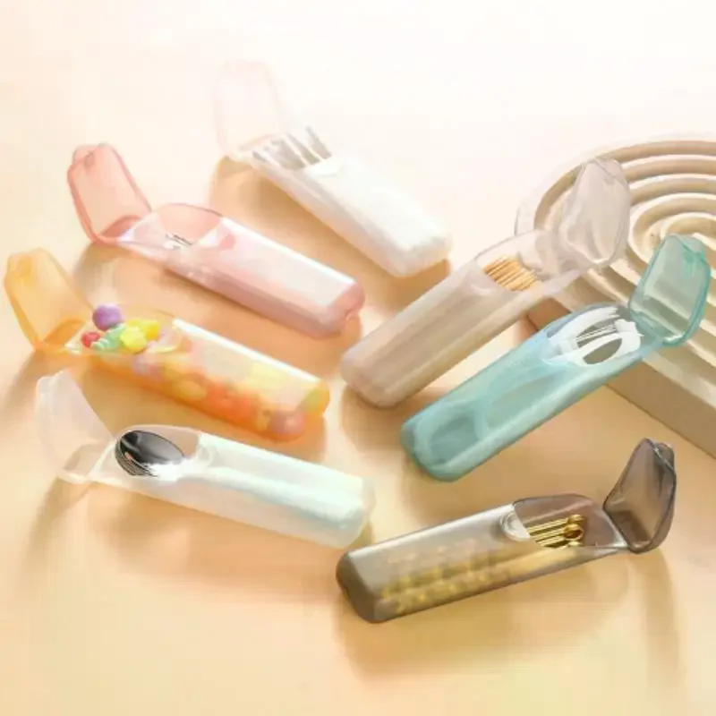 1Pcs Portable Travel Mini Transparent Dental Floss Storage Box Restaurant Oral Care Disposable Toothpicks And Cotton Swabs Box