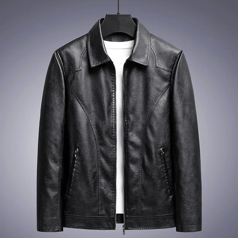 Spring Autumn Leather Jacket Men Casual Motorcycle Biker Jacket Coats Mens Vintage Outwear Man Fashion Jacket Male Plus Size 8XL