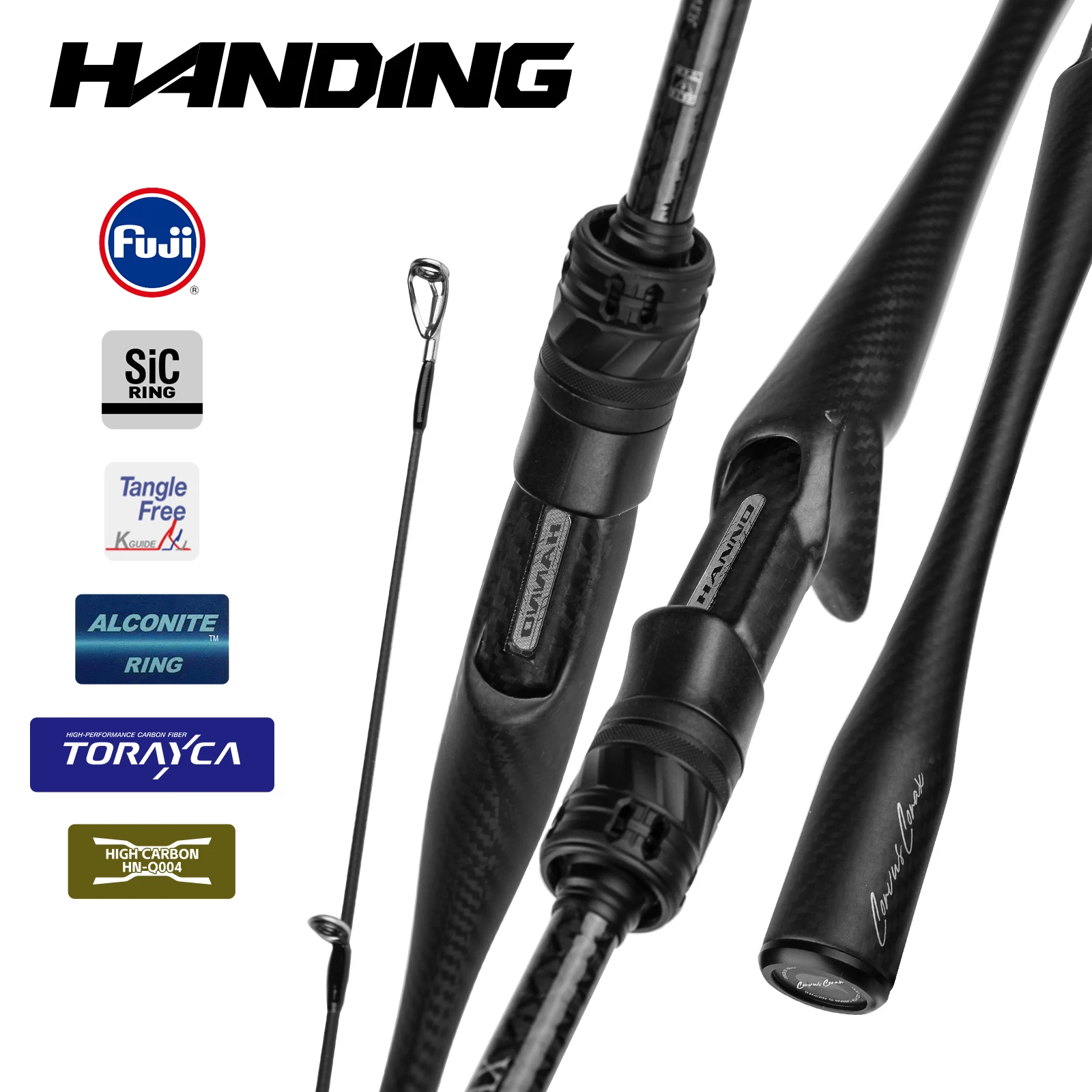 HANDING Monocoque Full Carbon Handle Fishing Rod CORVUS CORAX Toray 40+36Ton Carbon Fiber FUJI ALCONITE and SiC Guide Rings