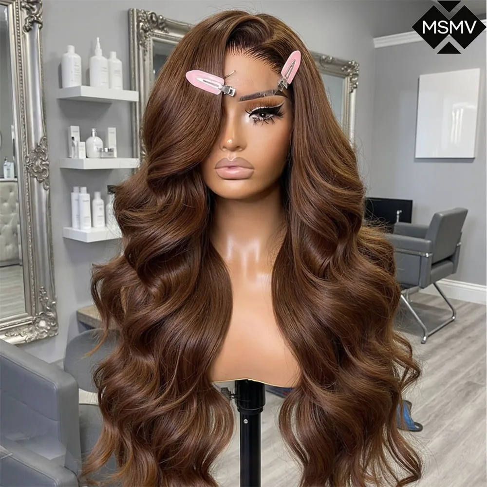 MSMV 250 Density Chocolate Brown Body Wave 13x6 Hd Lace Front Wig 13x4 Hd Lace Frontal Wig Body Wave Human Hair Wigs