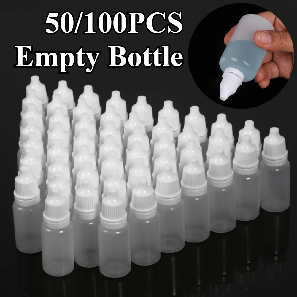 50/100PCS Plastic Dropper Bottle 5ml/10ml Portable Squeezable Semi-transparent Empty Refillable Bottles Travel Liquid Containers