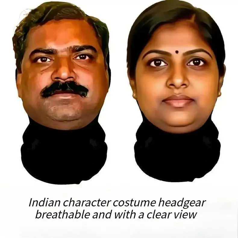 Indian-style party realistic mask headgear, abstract and funny cosplay mask, essential equipment for going out for cycling