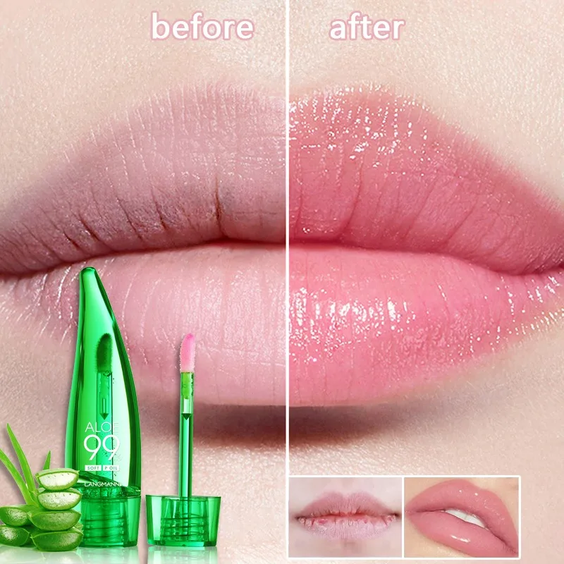 Aloe Vera Moisturizing Lip Gloss Temperature-changing Liquid Lip Balm Anti-dryness Long Lasting Transparent Lips Care Makeup