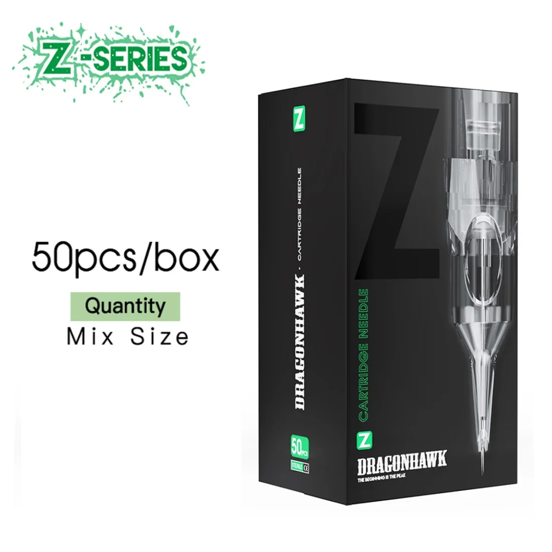 Dragonhawk Z Series Tattoo Cartridge Needles 50pcs Mixed Size RL/RS/RM Universal Rotary Tattoo Machine Permanent Makeup Needles