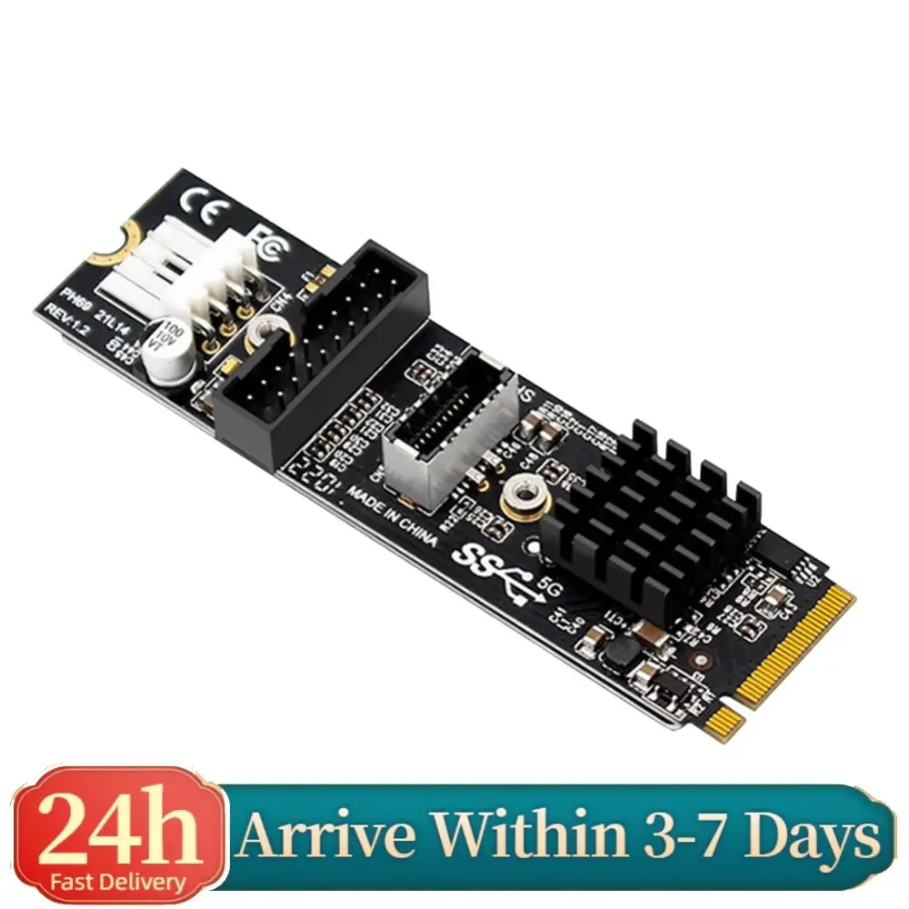 M.2 PCIe To USB Adapter Converter Expansion Card TYPE C+19/20PIN M.2 NVMe M-Key To USB3.1 5Gbps Front Panel Socket 5Gb