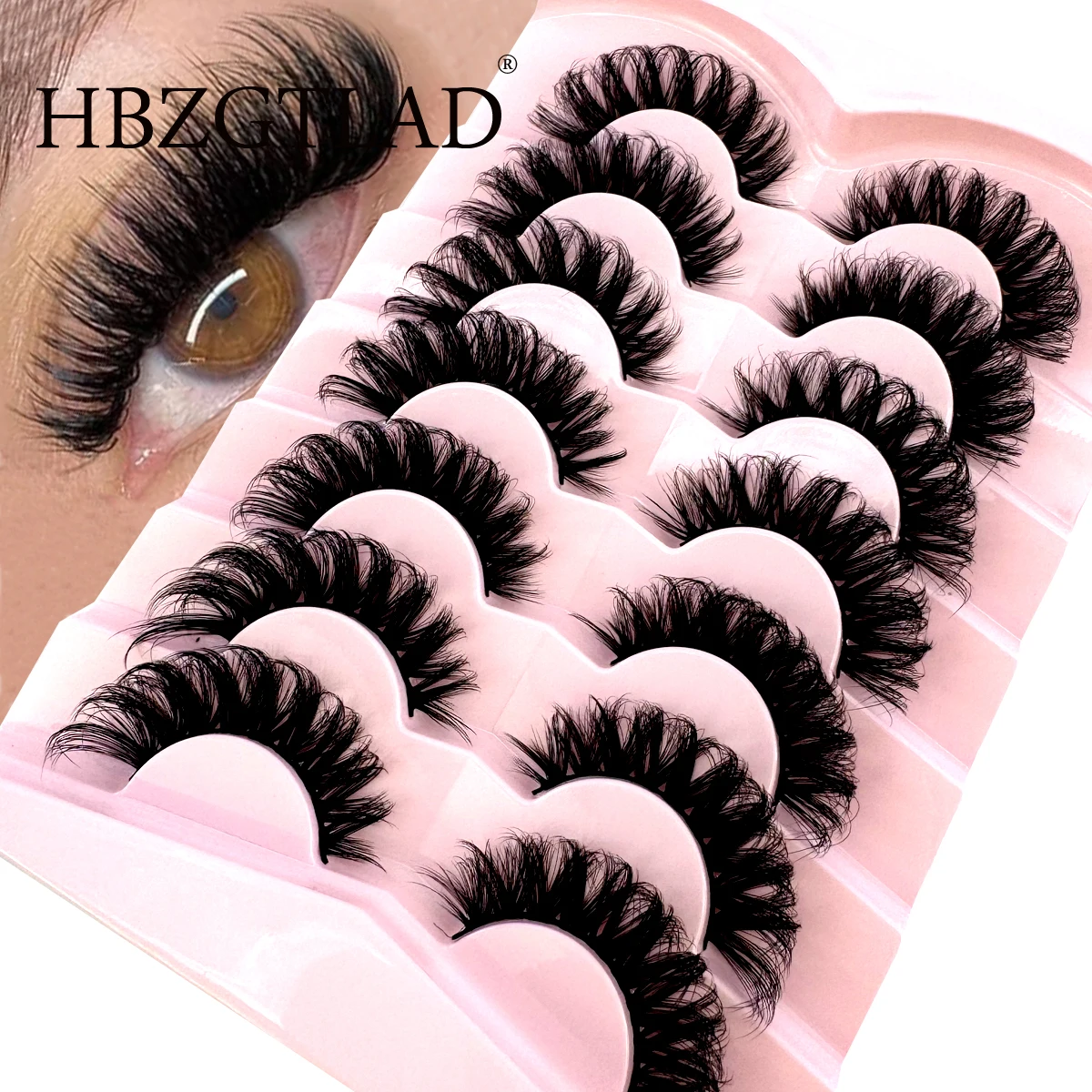 7 pairs Natural False Lashes DD Curl Russian Lashes 3D Mink Eyelashes Reusable Fluffy Russian Strip Lashes eyelashes extensions