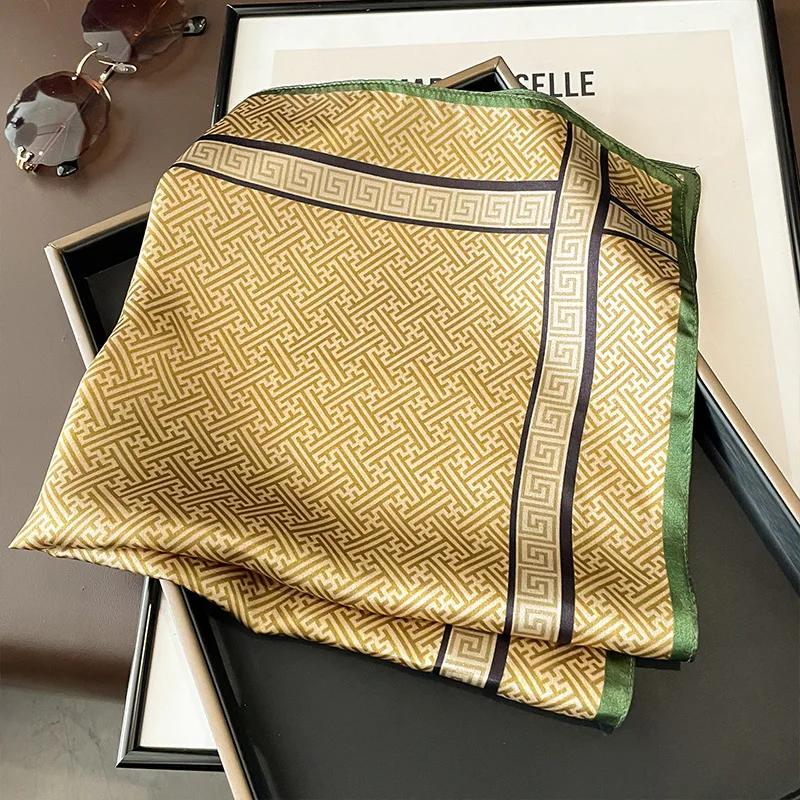 Luxury 100% Natural Silk Scarf Men's Designer Printed Neckerchief Wraps Brand Square Bandana Foulard Premium Gift for Man YD5039