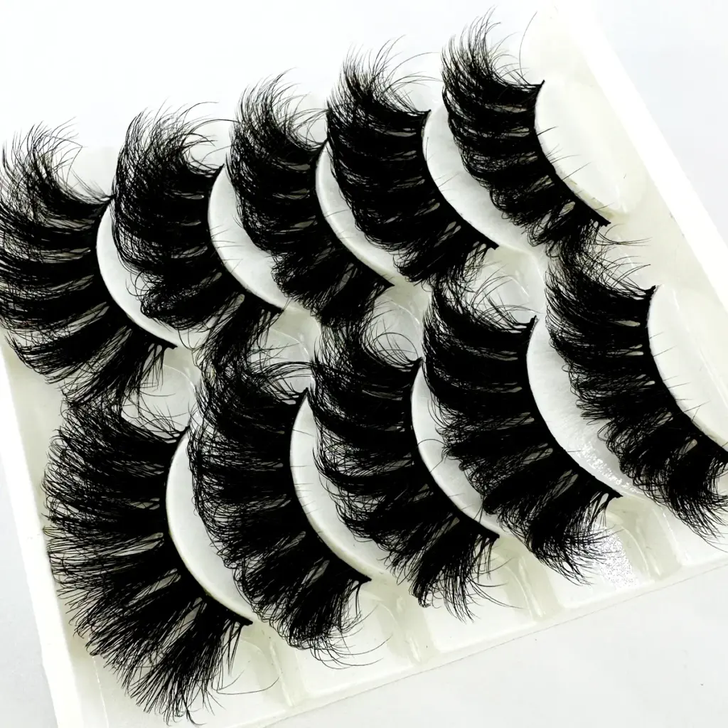 5 Pairs 25mm 8D Mink Lashes Bulk Fluffy Natural False Eyelashes Thick Dramatic Faux Mink Eyelashes