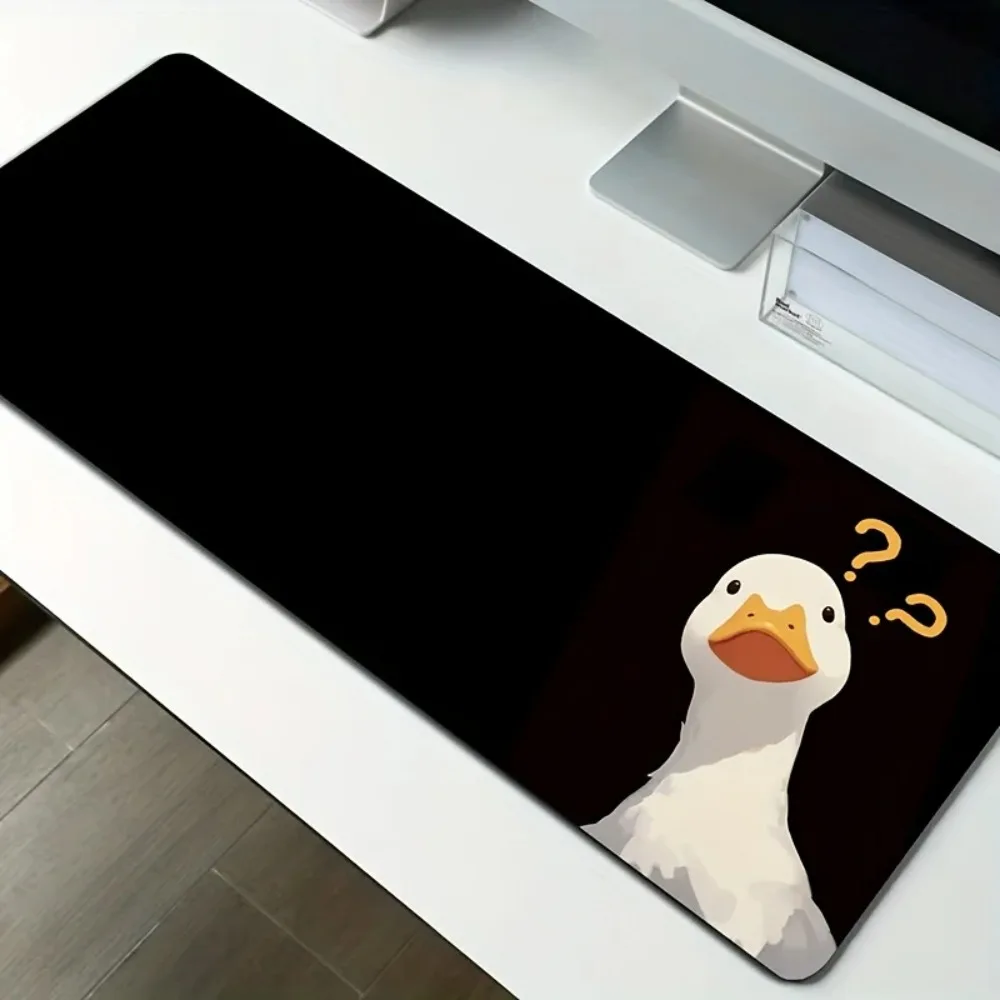 Cute Duck Theme Design, Question Mark Duck XXL Big Mouse Pad, Extended Computer Rubber Mouse Pad for Office Home Game Players