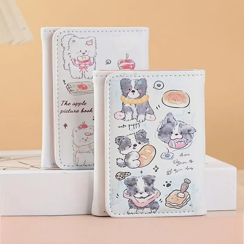 Cute cartoon three-fold wallet, small card bag, large capacity, multi-card change bag.