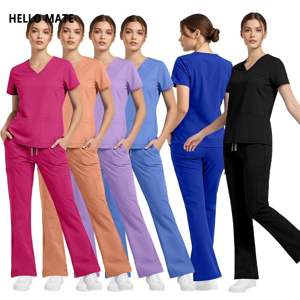 Beautician Costume Workwear Workwear Medical Uniform Women Nurse Nursing Clothes Doctor Dentist Scrub Set Clinical Top Pants New