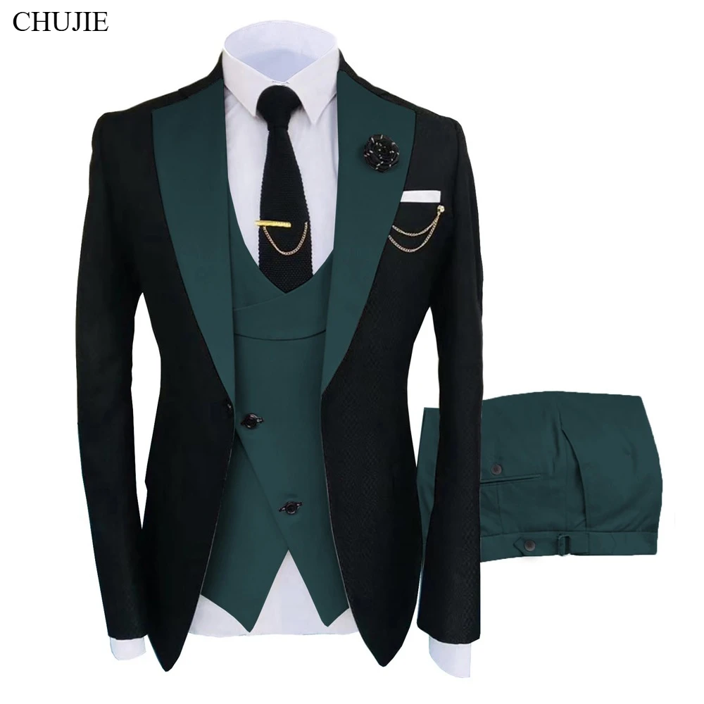 Men Suit For Wedding 3 Pieces Sets Elegant Jackets Vest Pants Blazers Full Formal Fashion Coats 2025 Classic Costume