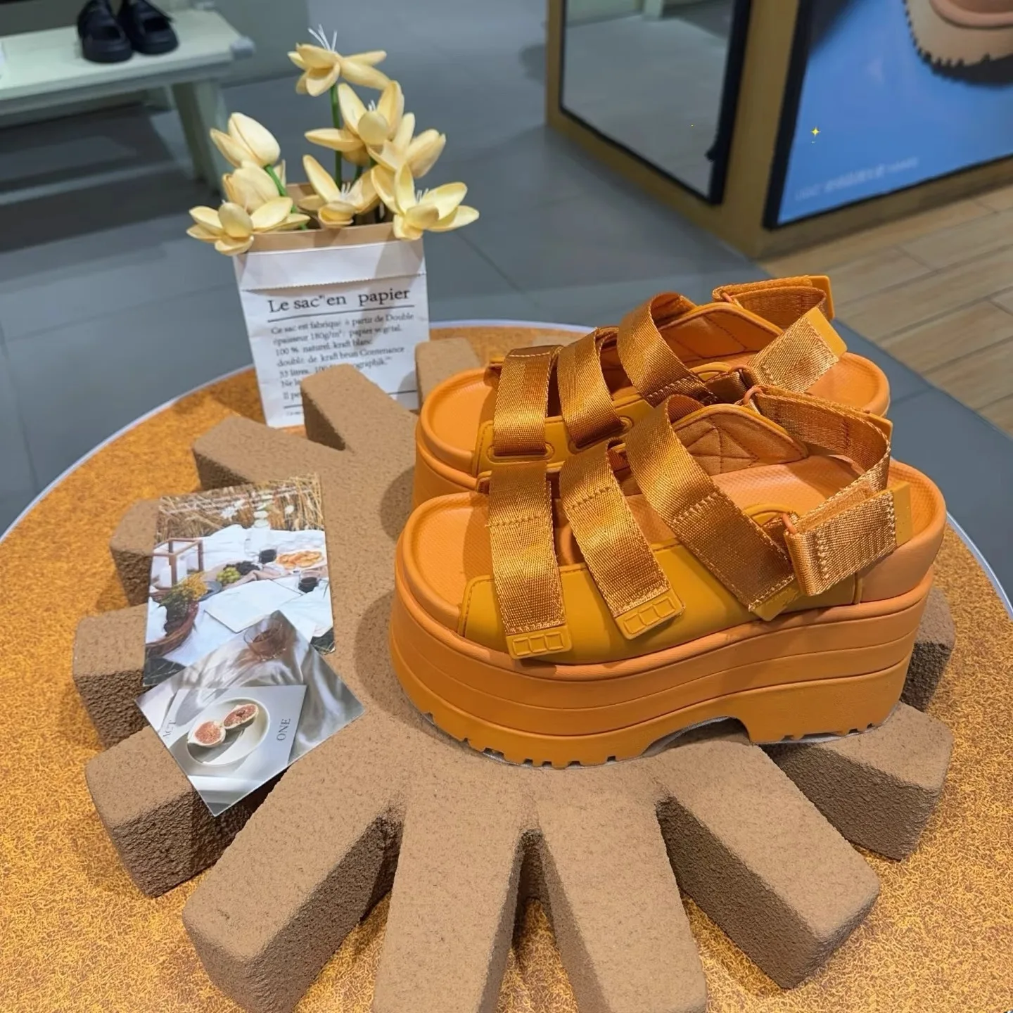 Roman Style Thick Heel Sandals Women's Summer New Two-Way Wear Heightening Toe-Open Magic Tape Casual Fashionable Shoes