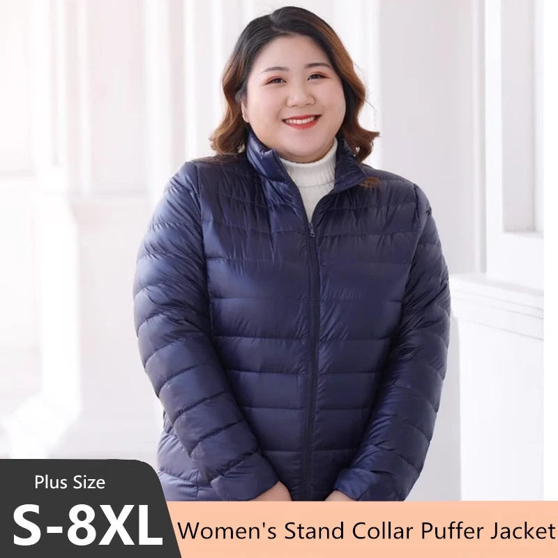 Plus Size 5xl 6xl Women Autumn Ainter Warm Puffer Jackets 2023 New Arrivlas Female Office Lady Slim Fit White Duck Down Coats
