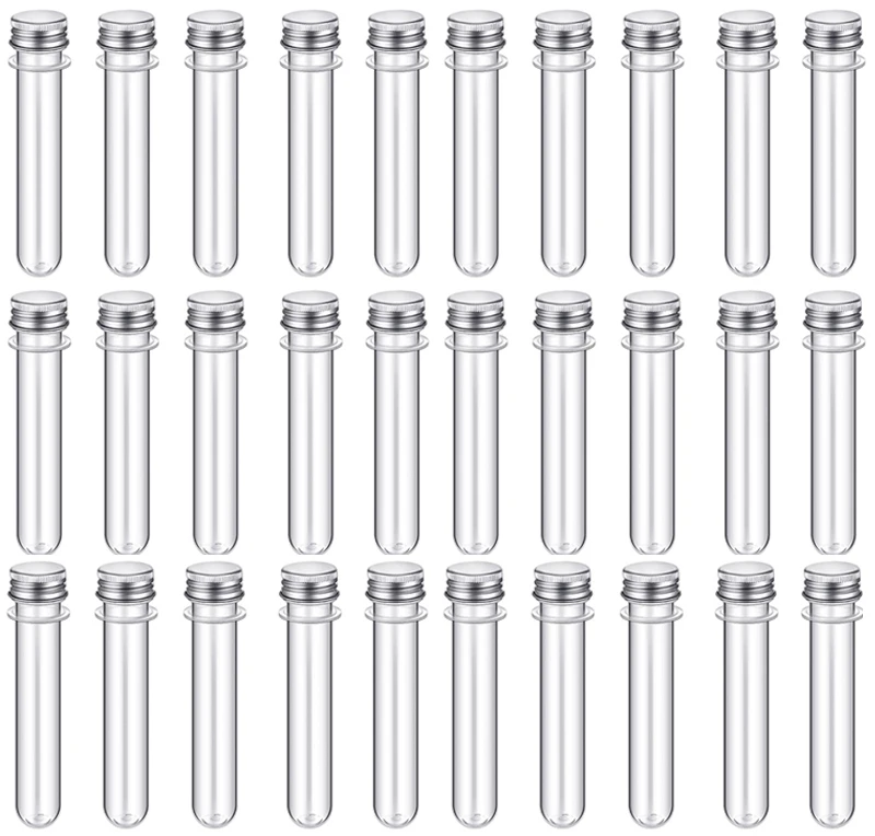 12Pcs 50ml Plastic Test Tubes Clear and Transparent Candy Storage Containers with Screw Caps for Date Cable