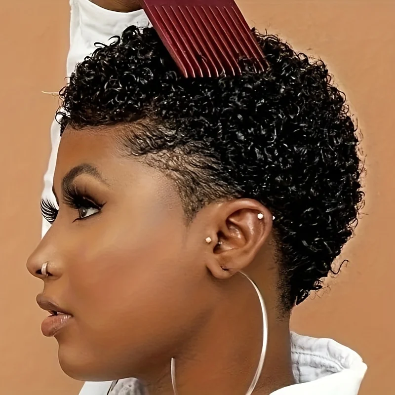 Short Afro Kinky Curly Wigs Human Hair Wig For Women Pixie Cut Wig Deep Wave Water Wave Short Wig Full Machine Made Wig