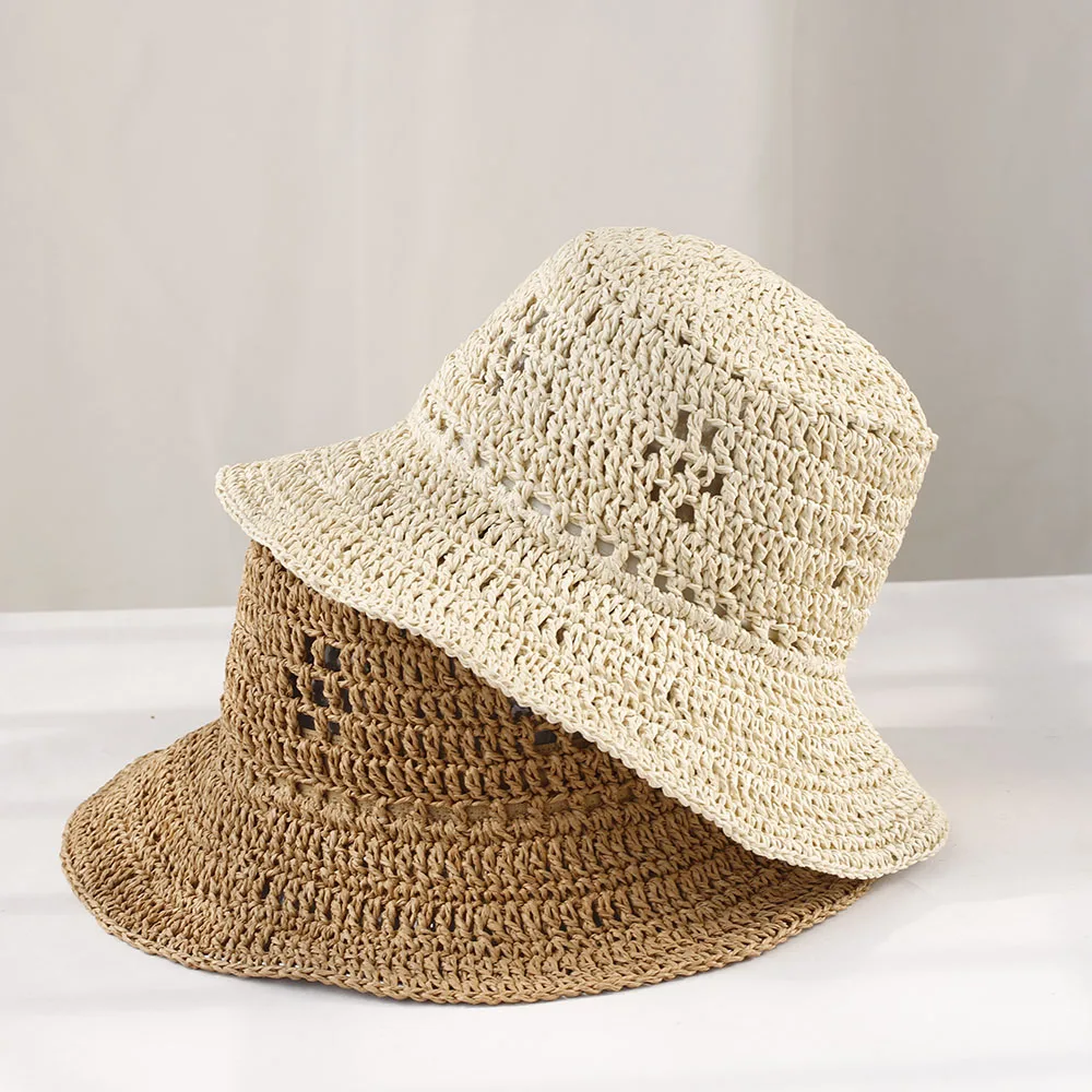 NEW Y2K beach Korean Straw Hat Summer Women Visor Bucket Hat Fisherman Hat Hand weaving Panama Girl Fishing handmade Sun Hats