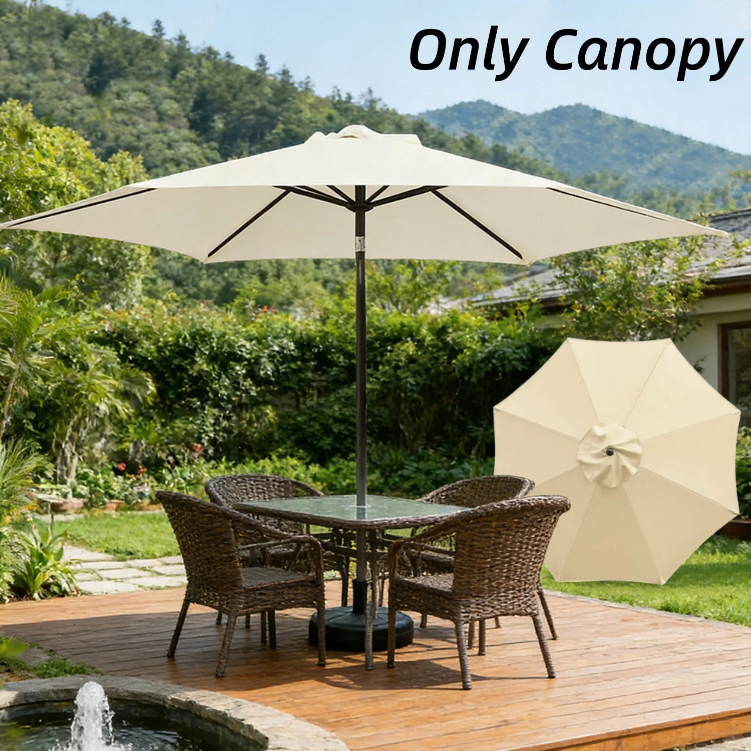 Replacement Umbrella Canopy 2/2.7/3m Waterproof Garden Backyard Pool Cantilever Sunshade 6/8 Ribs Sunshade Umbrella Cover 1pc