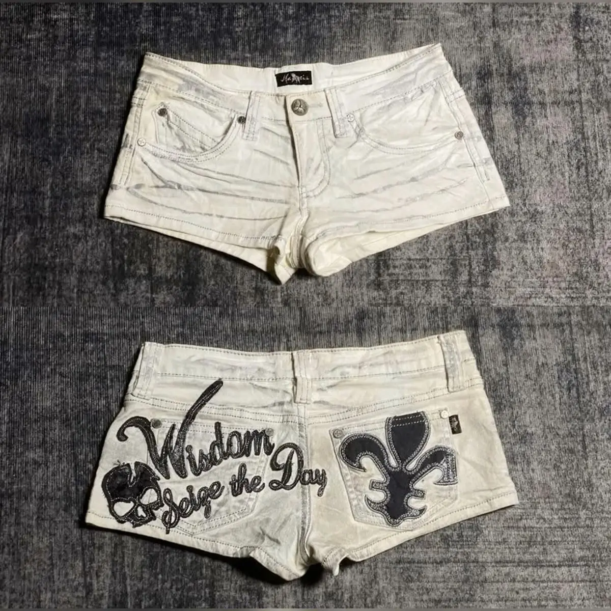 Y2k Summer Hot Girl Cowboy Shorts Women Harajuku Retro English Embroidered Super Shorts Fashion Gothic Punk Low Waist Shorts