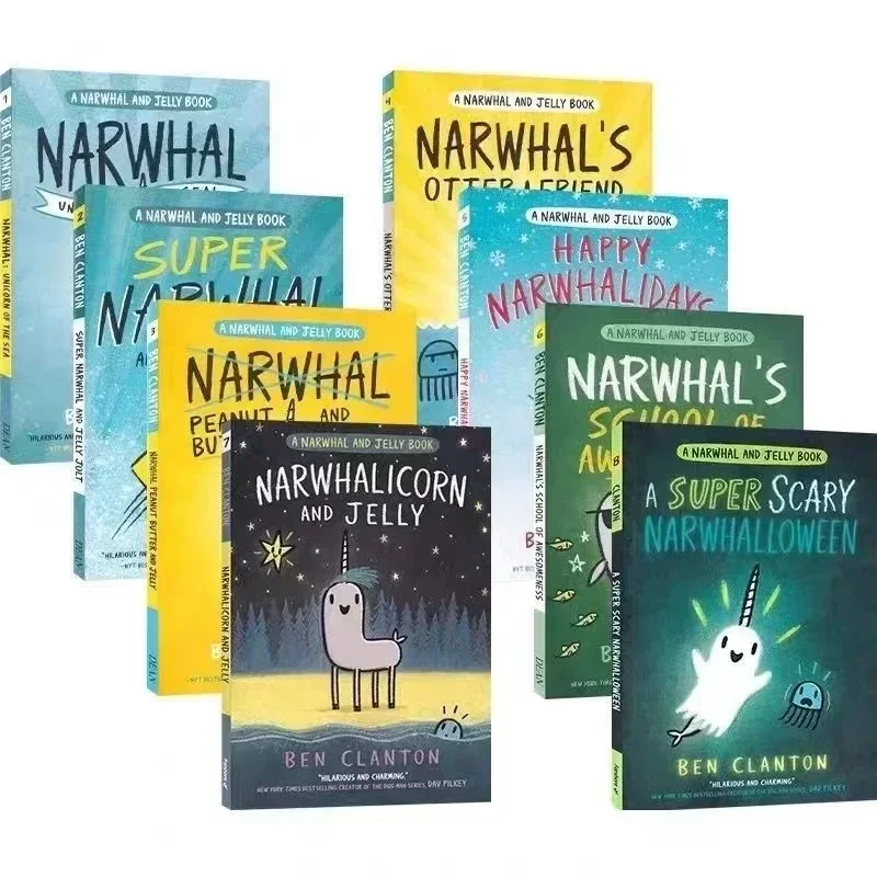 8 Volumes Narwhal and Jelly Storybook Children's Picture Comic Book Kids English Reading Gift