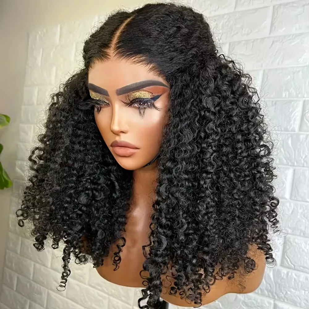 Afro Kinky Curly Glueless Wear And Go Wig Human Hair 7x5 13x6 HD Frontal Wigs Ready to Perplucked Curly Lace Front Wig On Sale