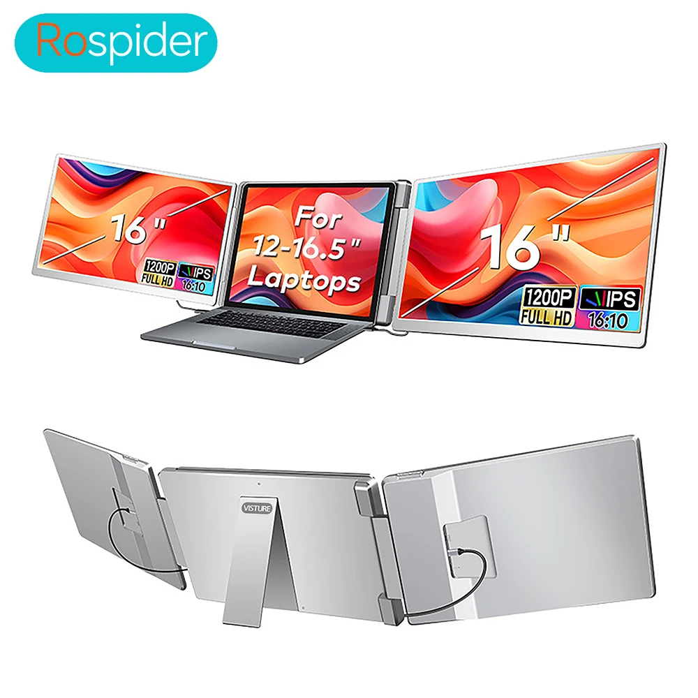 FHD IPS Gaming Series Portable LCD Backlit Monitor High-Definition Dual Triple Screen Extender for Productivity Visture