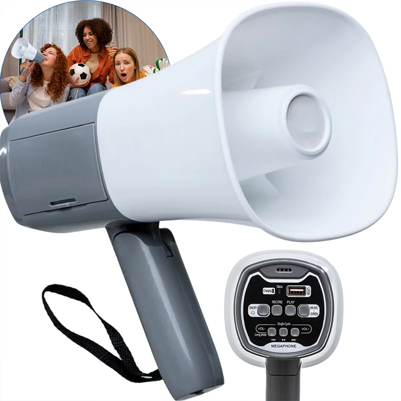 Portable Megaphone Speaker Handheld Sound Amplifier Foldable Handle Adjustable Volume For Outdoor Sports Cheerleading Coaches