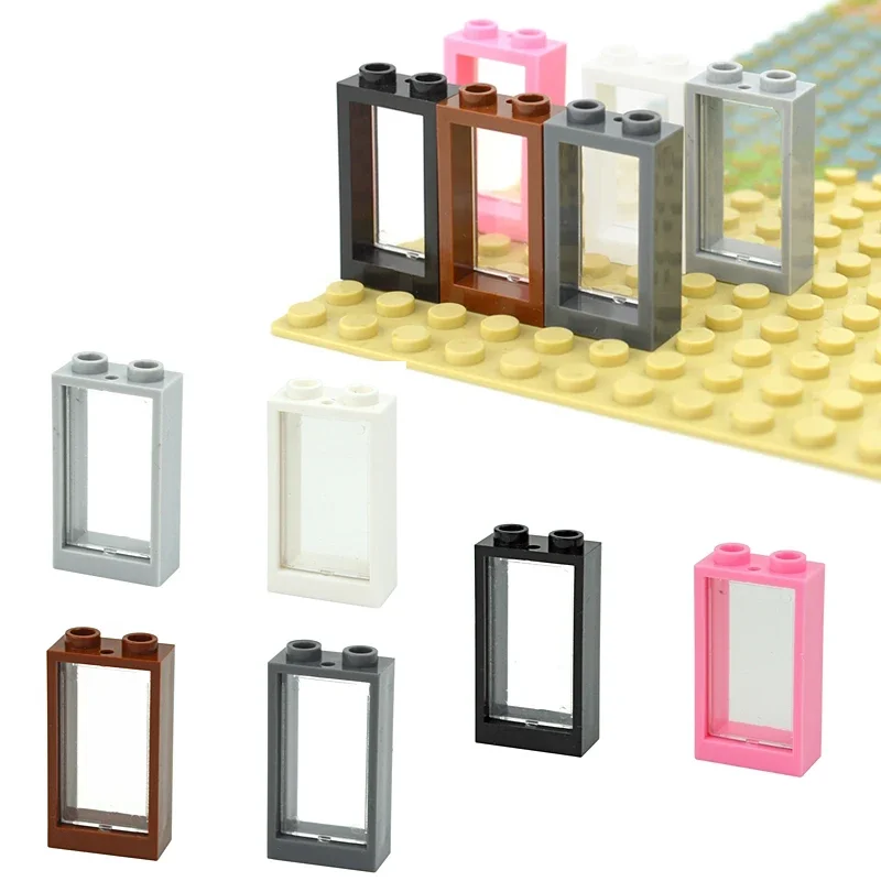 Kids Toys DIY Accessories City Classic Windows with Glass 1x2x3 Window Frame Doors MOC Parts Compatible with 60593 60602 blocks