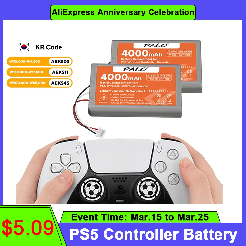 4000mAh PS5 PS 5 Wireless Controller Battery for Sony Playstation 5 LIP1708 Dualsense Gamepad Controller CFI-ZCT1W CFI-ZCT1J