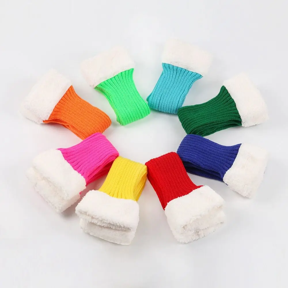 Plush Christmas Knitted Leg Cover Leg Warmer Thickened Stacked Christmas Leg Sleeve Candy Color JK Lolitas Strap Leg Socks