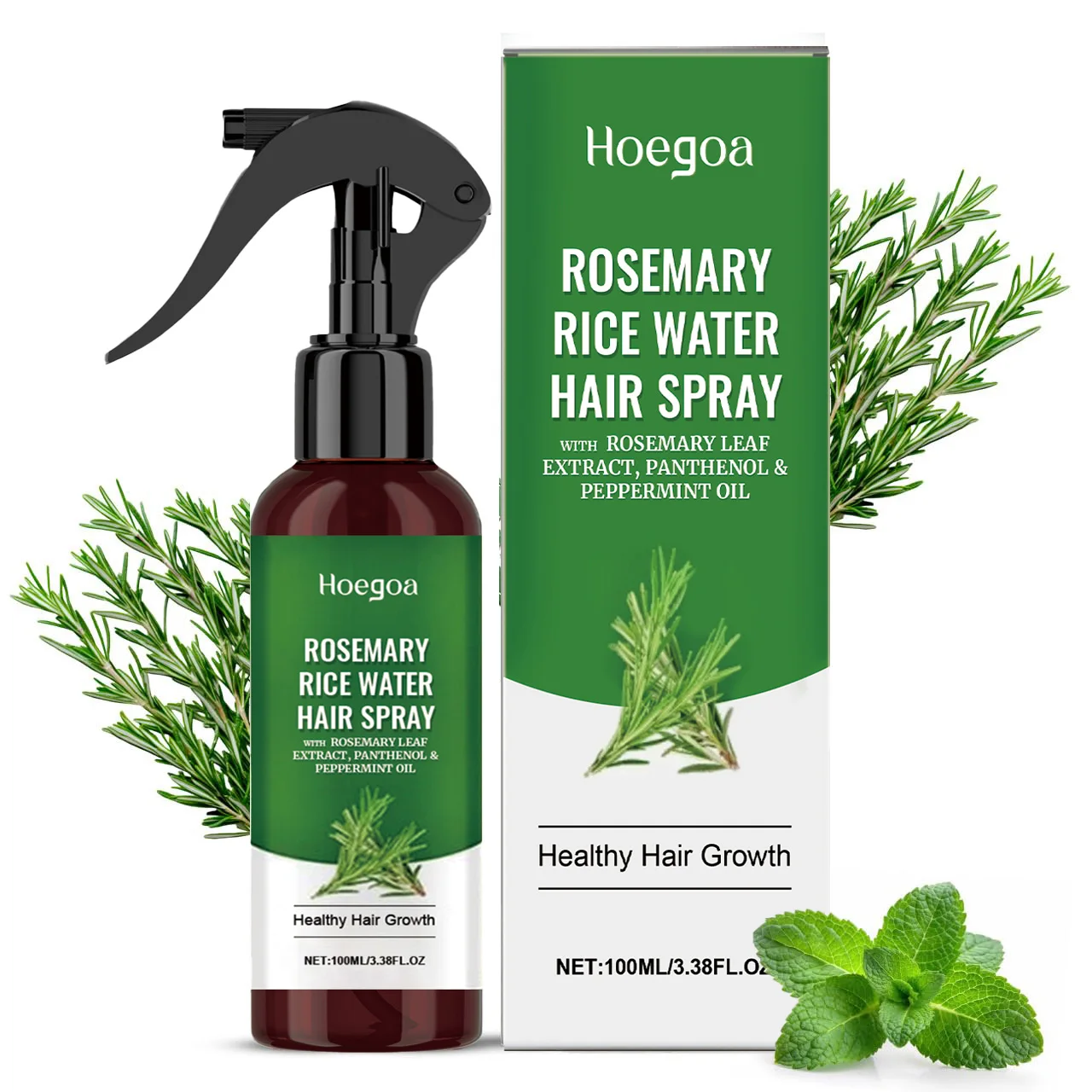 Rosemary Rice Water Hair Growth Spray with Peppermint Biotin Advanced Scalp Treatment for Thinning Hair Regrowth for Men & Women