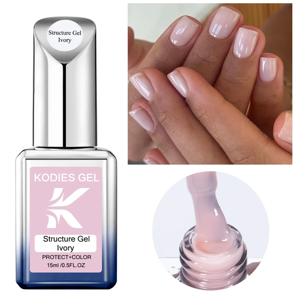 KODIES GEL Rubber Base Gel Nail Polish 15ML French Manicure Ivory Natural Pastel Color UV Structure Gel Hybrid Varnish Manicure