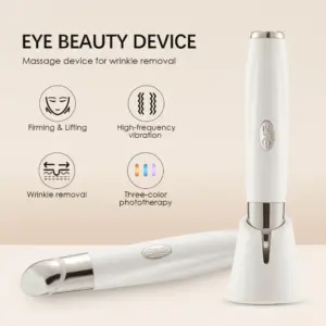 Eye Care Beauty Device Facial Massager 3 in 1 LED Photon Light Wand for Relax Eye Dark Circles Eye Bags Puffiness Skincare Tool