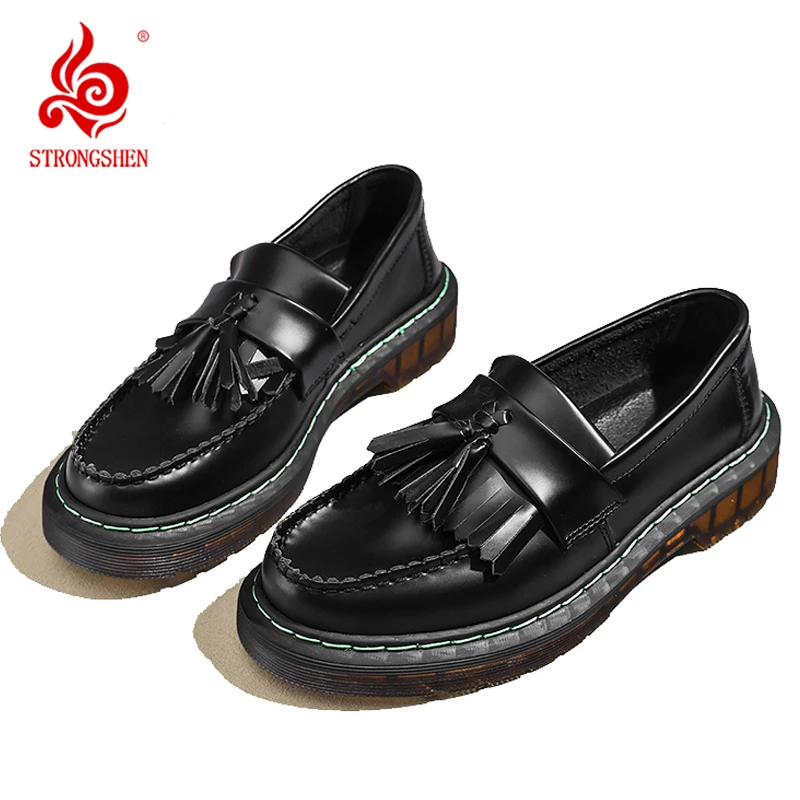 Men Tassel Shoes Fashion Luxury Oxford British Leather Shoes Women Slip-On Casual Genuine Leather Loafer Shoes Plus Size ﻿