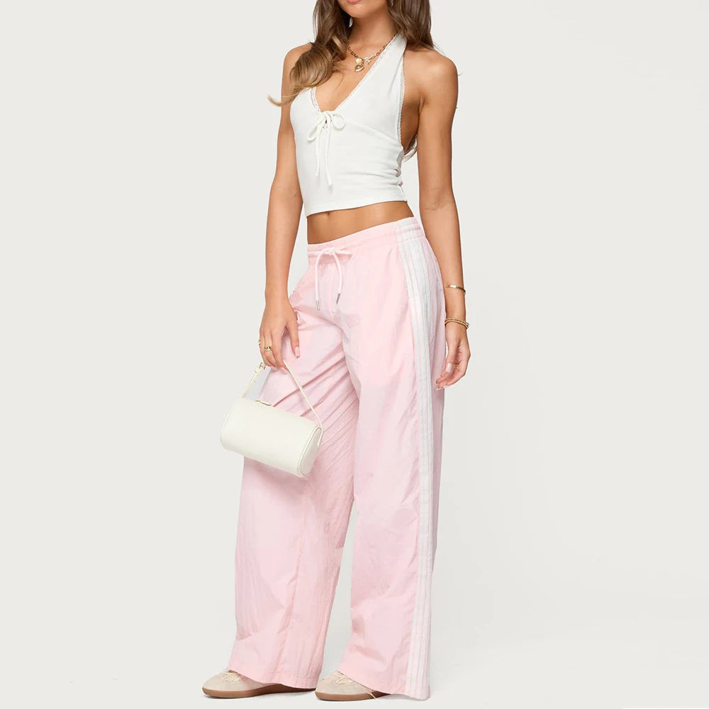 New Versatile Women's Pants Summer Streetwear Basic Straight Loose Casual Slim Trousers Lady Solid Simple Fashion Striped Pants