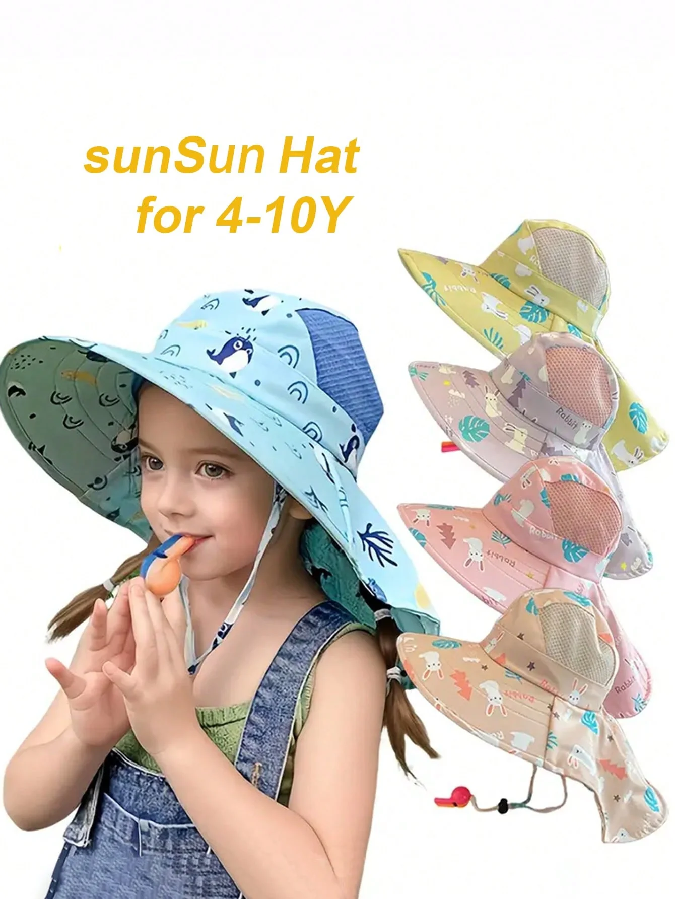 3-12YChildren's sun hats, summer UV protection, boys' and girls' sun hats, thin sun hats, beach hats, large brims