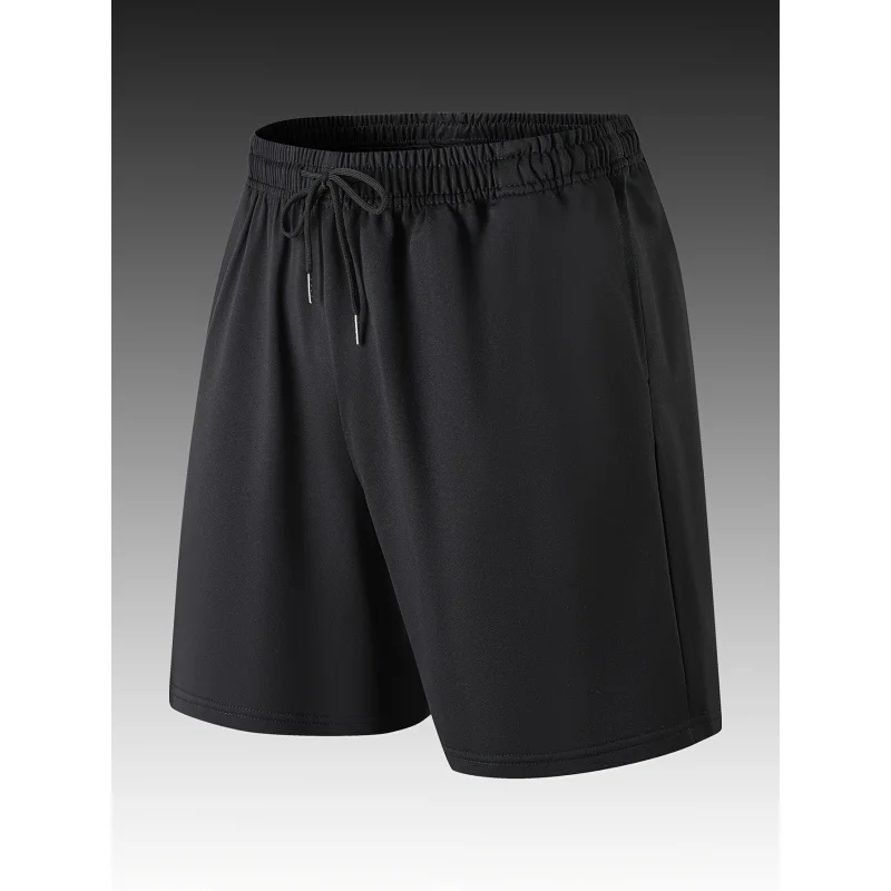 Men's New Solid Color Sports Trousers Running Shorts Drawstring Waist Light And Breathable Football Track Fishing Joggers Pants