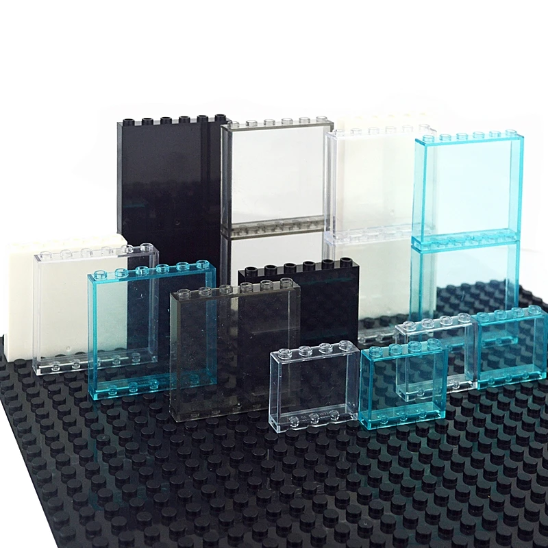 10pcs DIY Building Block Door Window Frame Wall City 1x6x5 1*4x3 Glass Transparent Panel House Parts MOC Bricks 59350 59349 Toy